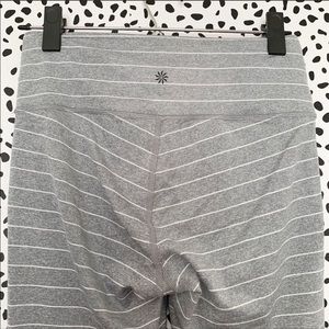 Athleta | gray white striped high waist leggings